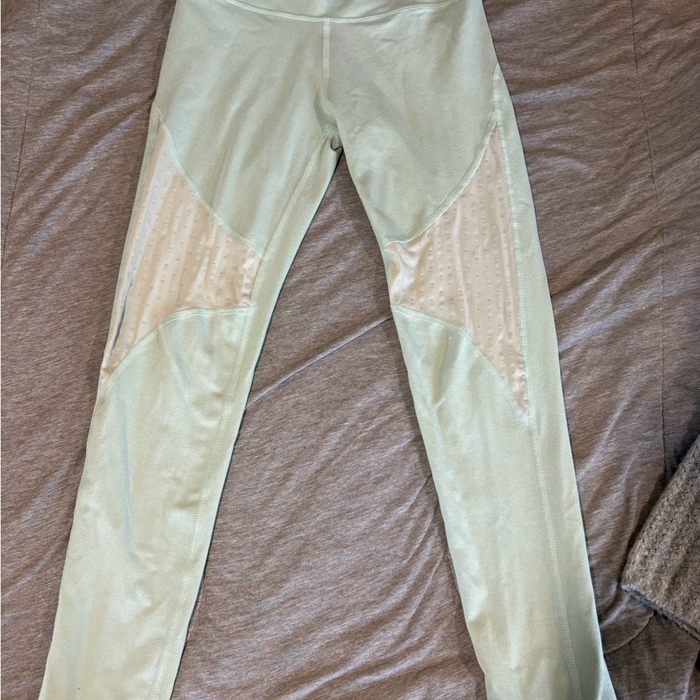 aerie Mint Green High-Waist Leggings with Contrast Mesh